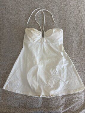 Cami SWIM White Halter Skirted One‑Piece Swimsuit Size 4